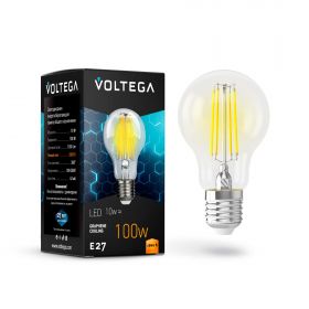 Лампа Филаментная Voltega General E27 10W 2800K 7102 Прозрачная, Стекло / Вольтега.