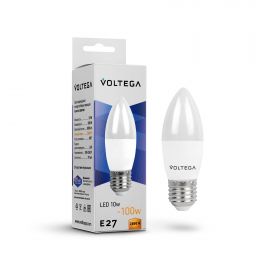 Лампа Светодиодная Voltega Candle E27 10W 2800K 8451 Белая, Пластик / Вольтега.
