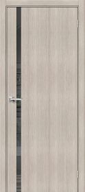 Межкомнатная Дверь с Экошпоном Bravo Браво-1.55 Cappuccino Melinga / Mirox Grey 900x2000мм (Полотно+Коробка+5 Наличников) / Браво.