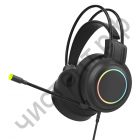 Гарнитура (науш.+микр.) Perfeo RGF EARTH черная 1,8 м, разъем 3,5 мм (4 pin) и USB (LED), переходник игровая