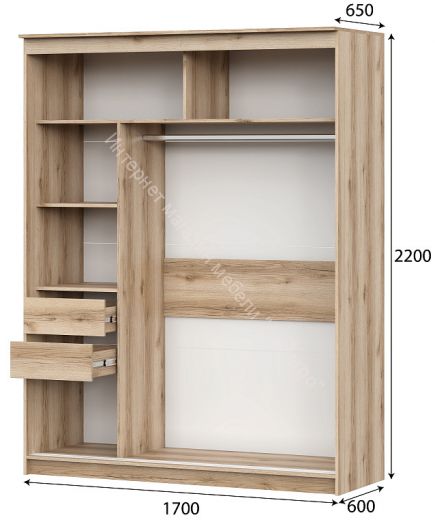 Шкаф-купе №25 (1,7 м) Блэк Делано/Лакобель/Черный матовый