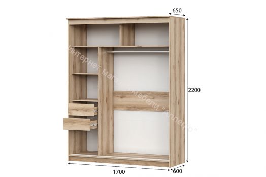 Шкаф-купе №25 (1,7 м) Блэк Делано/Лакобель/Черный матовый