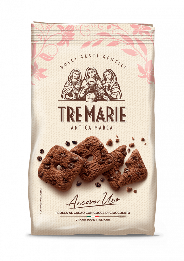 Печенье песочное шоколадное с каплями шоколада Tre Marie 315 г, Ancora Uno Cacao con gocce 315 g