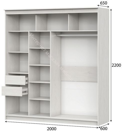 Шкаф-купе №25 (2,0 м) Грей Сосна Санторини Светлая/Графит/Железная руда