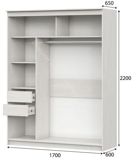 Шкаф-купе №25 (1,7 м) Грей Сосна Санторини Светлая/Графит/Железная руда