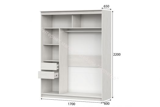 Шкаф-купе №25 (1,7 м) Грей Сосна Санторини Светлая/Графит/Железная руда