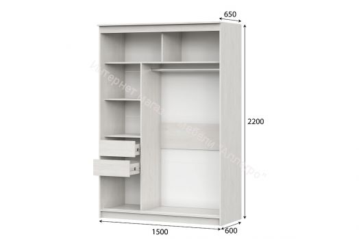 Шкаф-купе №25 (1,5 м) Грей Сосна Санторини Светлая/Графит/Железная руда