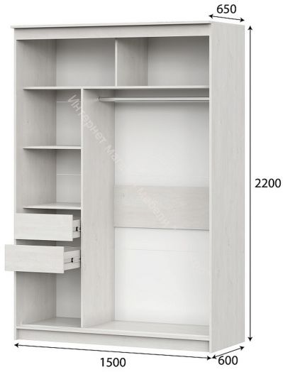 Шкаф-купе №25 (1,5 м) Грей Сосна Санторини Светлая/Графит/Железная руда