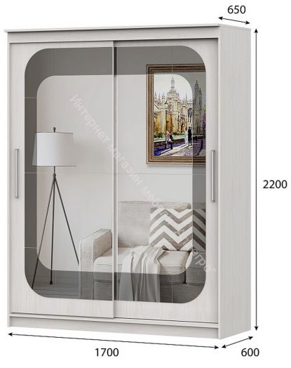 Шкаф-купе №19 (1,7 м) Инфинити Серия 3 Ясень Анкор Светлый