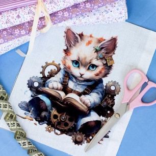 Купон для пошива салфетки - Котик рыжий с книжкой 20*23 см. limit