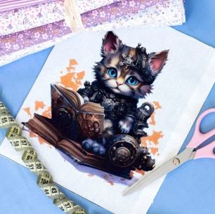 Купон для пошива салфетки - Котик с книжкой 20*23 см. limit