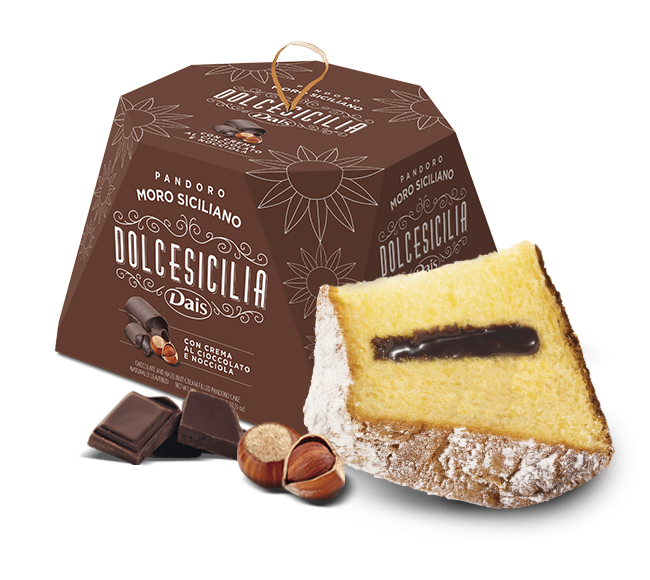 Пандоро с шоколадно-ореховым кремом Dolce Sicilia 750 г, Pandoro con crema al cioccolato e nocciola 750 g