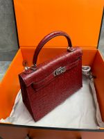Сумка HERMES KELLY Ostrich страус 28 см серебро