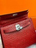 Сумка HERMES KELLY Ostrich страус 28 см серебро