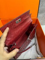 Сумка HERMES KELLY Ostrich страус 28 см серебро