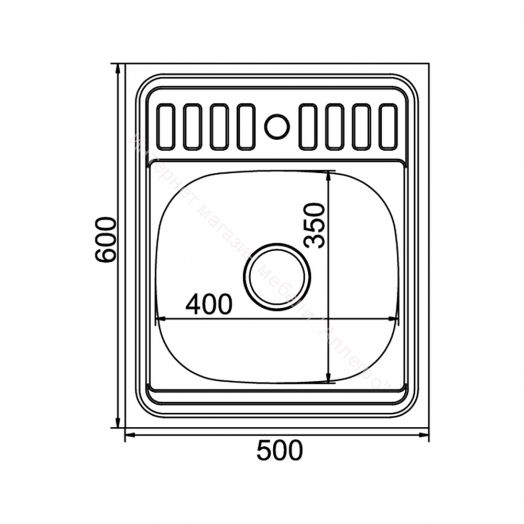 Мойка накладная глянцевая "MIXLINE" 500*600мм с сифоном, без крепежа