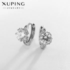 Серьги-кольца XUPING искусство, цвет белый в серебре d=1,3 см