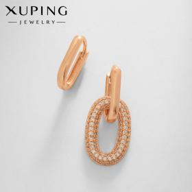 Серьги со стразами XUPING леди, мини, цвет белый в розовом золоте