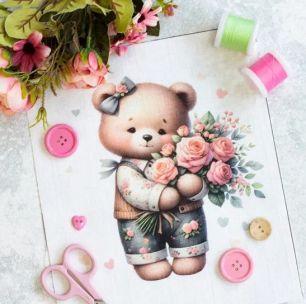Купон для пошива салфетки - Медвежонок с бантиком 20*23 см. limit