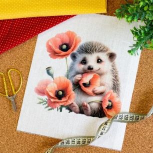Купон для пошива салфетки - Ежик с маками 20*23 см. limit