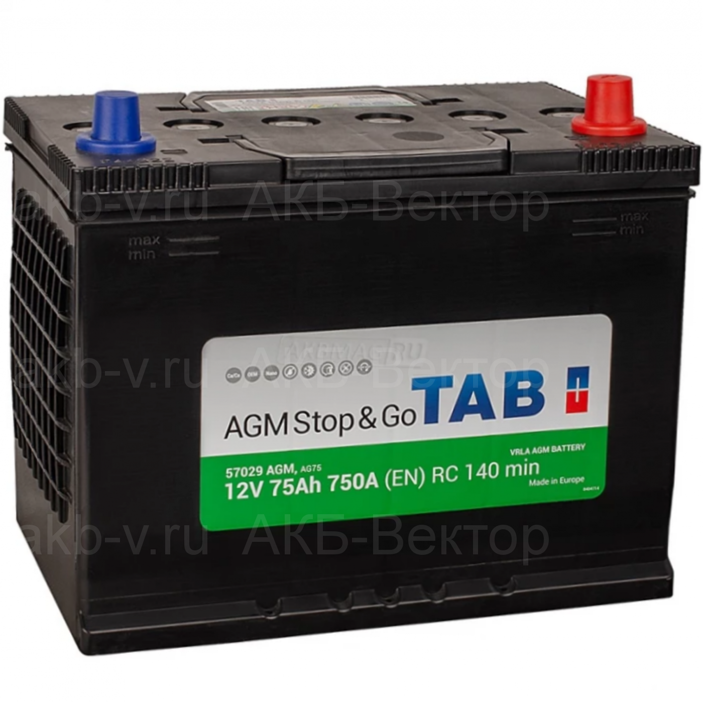 Аккумулятор TAB AGM D26L 75Aч 750А(EN) (24г)