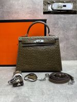 Сумка HERMES KELLY Ostrich страус 28 см серебро