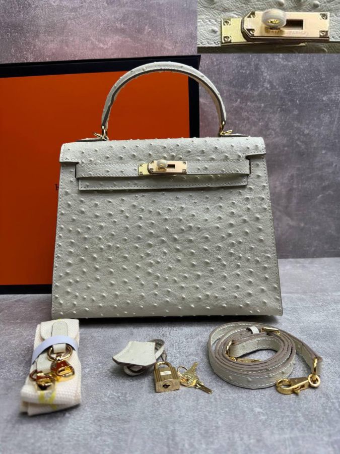 Сумка HERMES KELLY Ostrich страус 28 см золото