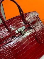 Сумка HERMES Birkin Crocodile 35 см серебро
