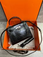 Сумка HERMES KELLY Crocodile 28 см серебро