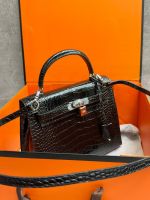 Сумка HERMES KELLY Crocodile 28 см серебро