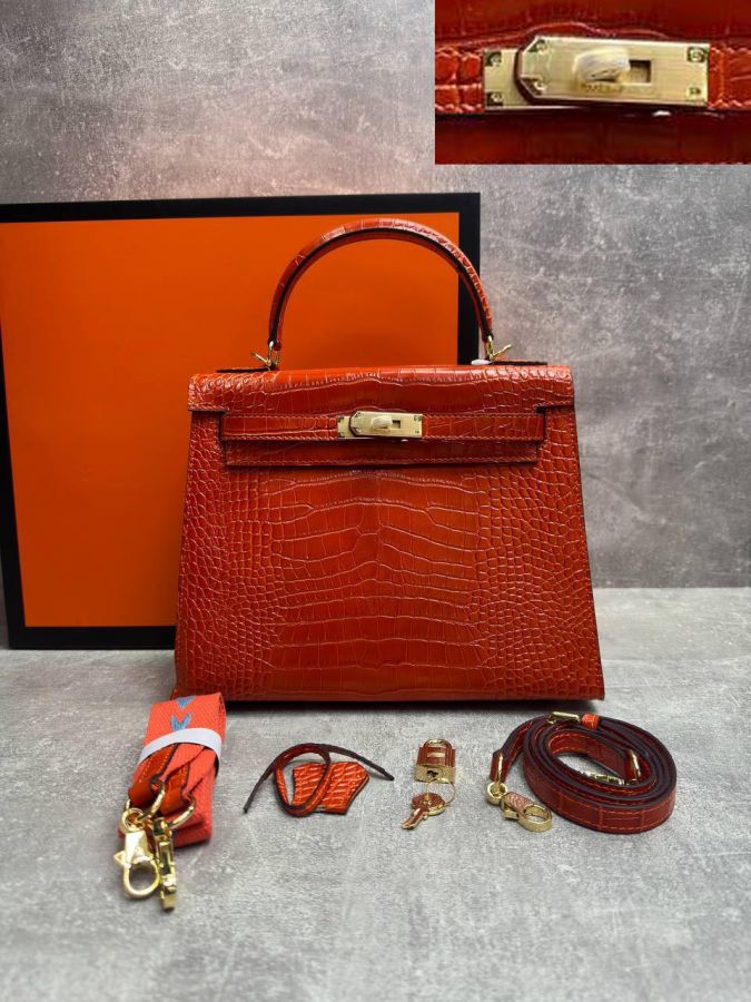 Сумка HERMES KELLY Crocodile 28 см золото