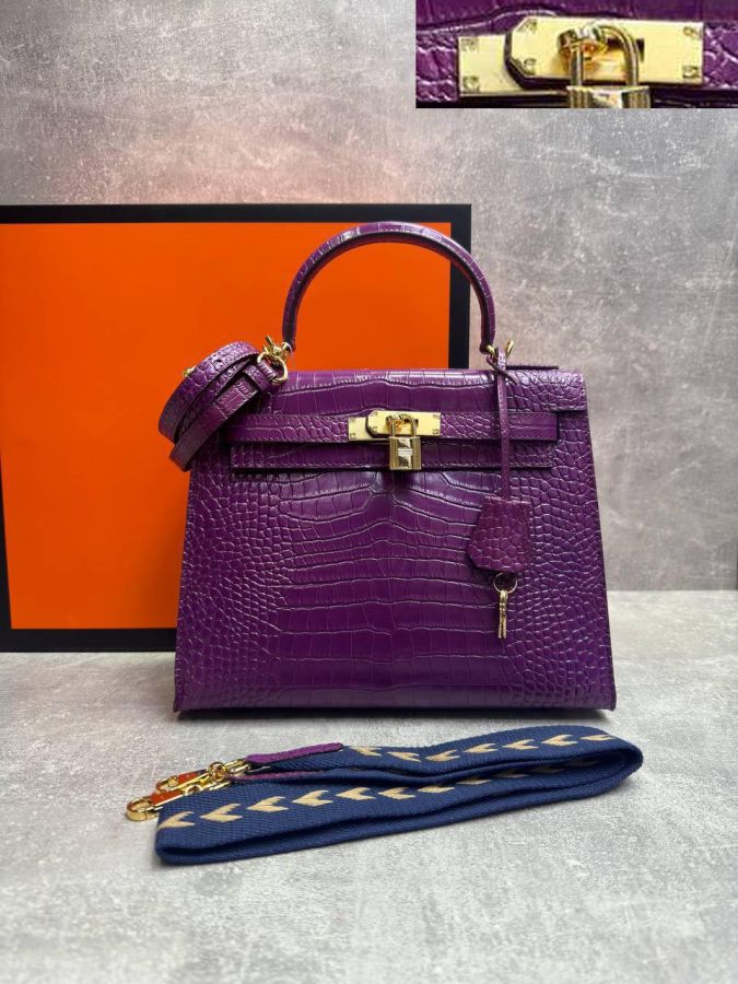 Сумка HERMES KELLY Crocodile 28 см золото