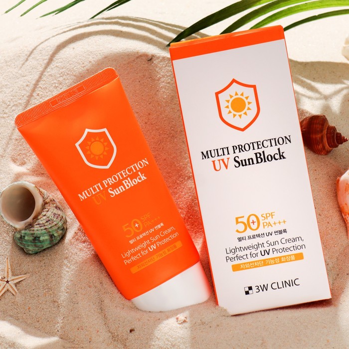 Солнцезащитный крем для лица,3W Clinic Multi Protection UV Sun Block SPF50+/PA, 70 мл