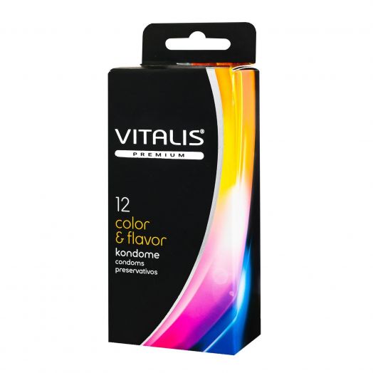 Презервативы VITALIS PREMIUM № 12 color & flavor - цветные, ароматизированные (ширина 53 мм)