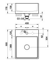 Керамическая раковина Gessi Rettangolo 37543 40х40 схема 2