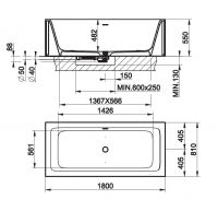 Ванна из искусственного камня Gessi Rettangolo 37593 180x81 схема 3