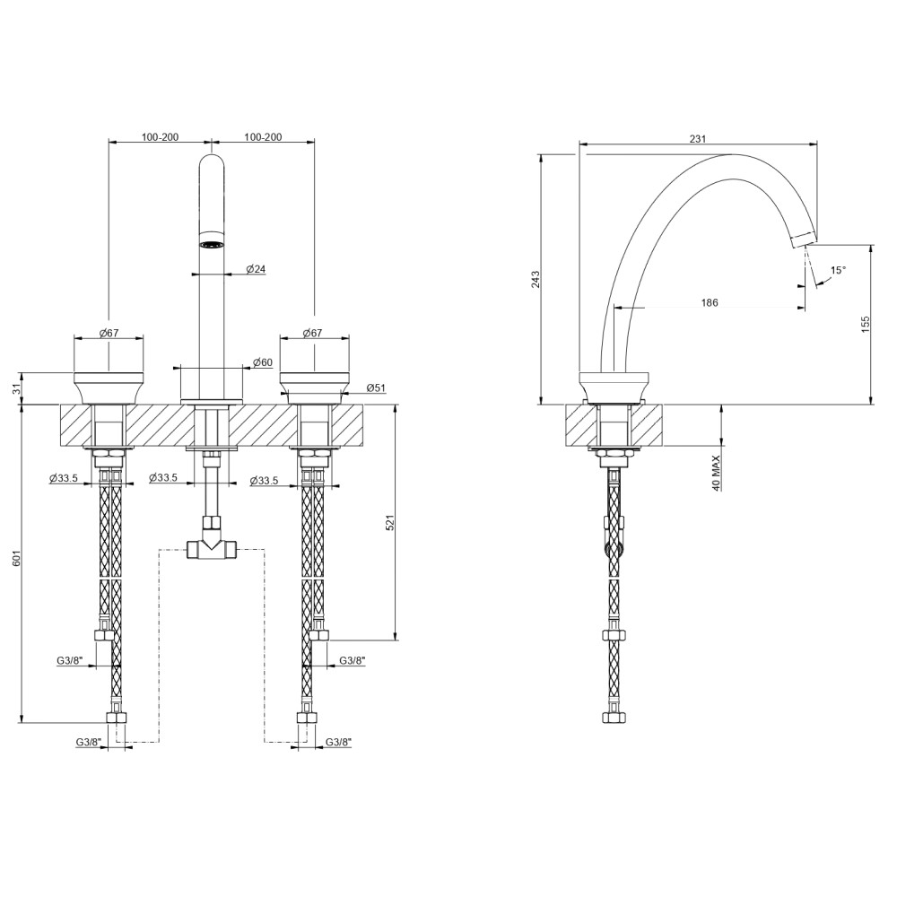 Смеситель для раковины Gessi Origini 66014 схема 2