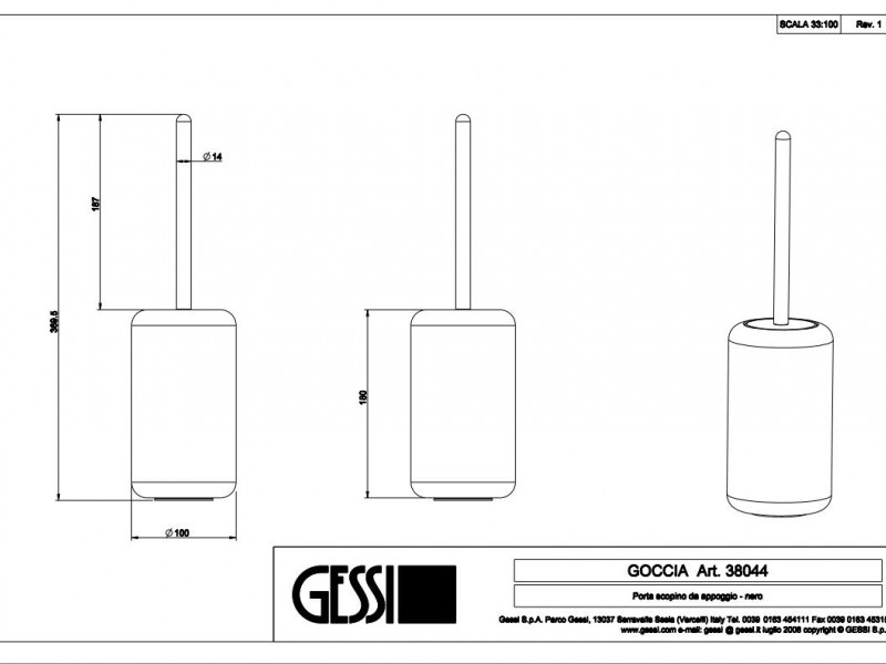 Gessi Goccia Ёршик 38044 схема 2