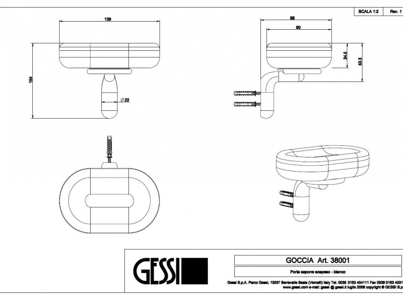 Gessi Goccia Мыльница 38001 схема 2