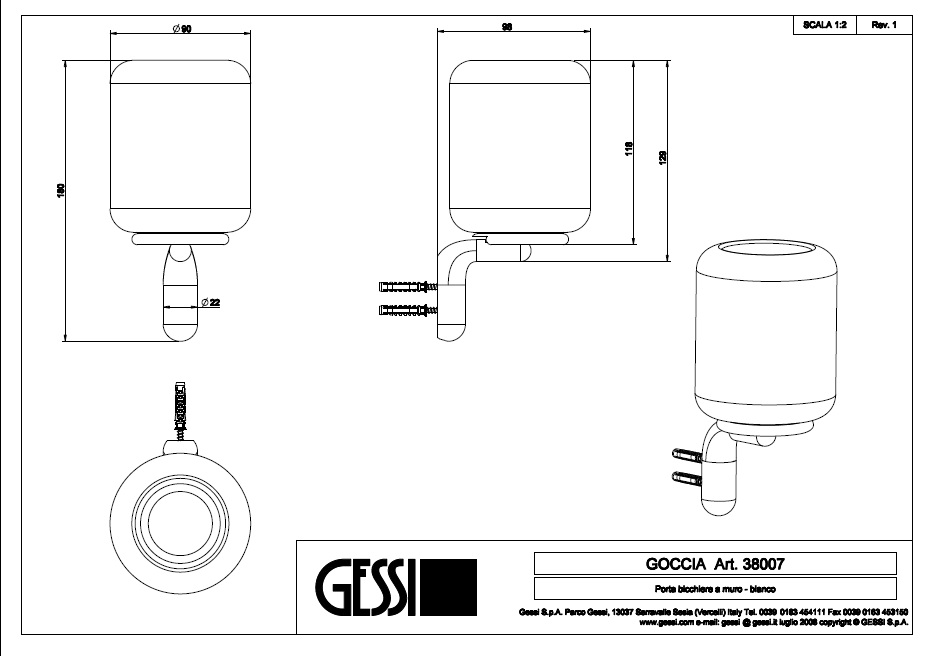 Gessi Goccia Стакан 38007 схема 2