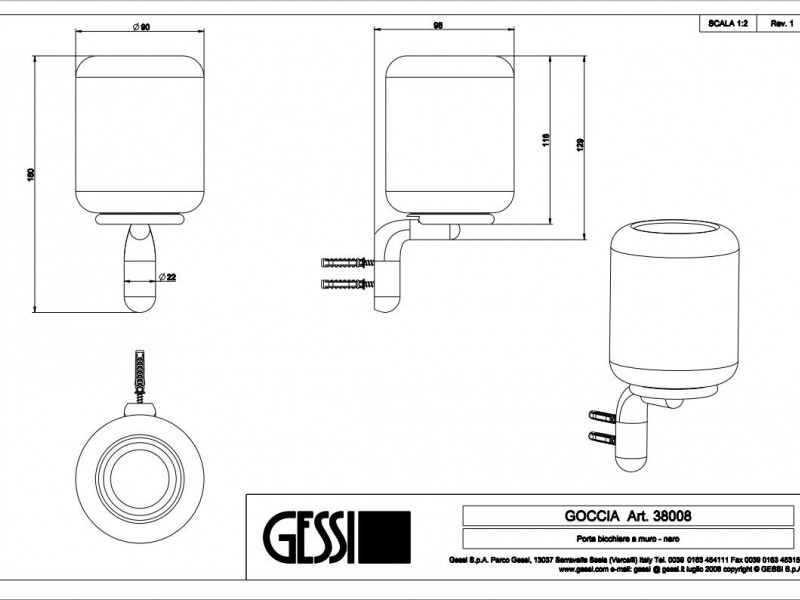 Gessi Goccia Стакан 38008 схема 2