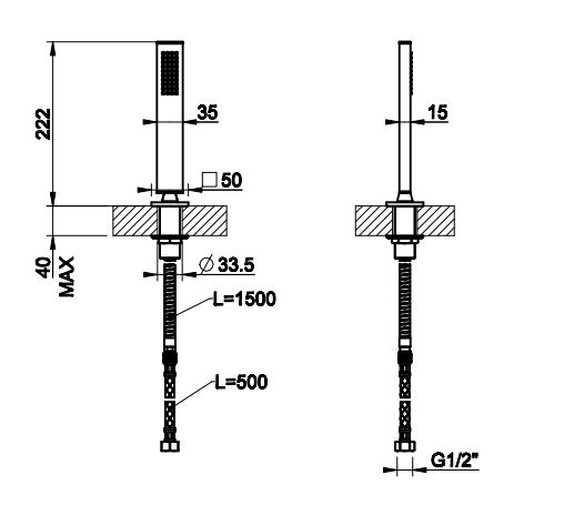 Душевой комплект на борт ванны Gessi Rettangolo 20127 схема 2