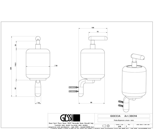 Gessi Goccia Диспенсер для жидкого мыла 38014 схема 2