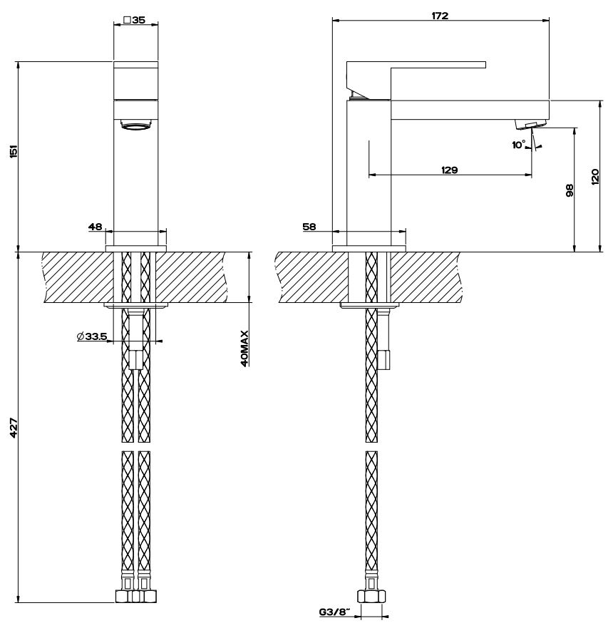 Смеситель Gessi Rettangolo для раковины 20002 схема 9