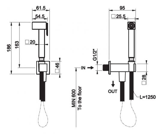 Гигиенический душ Gessi Rettangolo 20021 схема 2