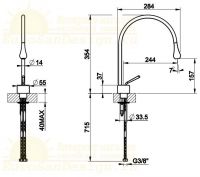 Смеситель для раковины с фиксированным носиком Gessi Goccia 33803031 схема 11