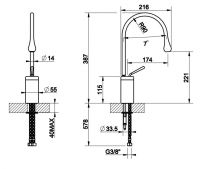 Смеситель для раковины Gessi Goccia 33805 схема 2