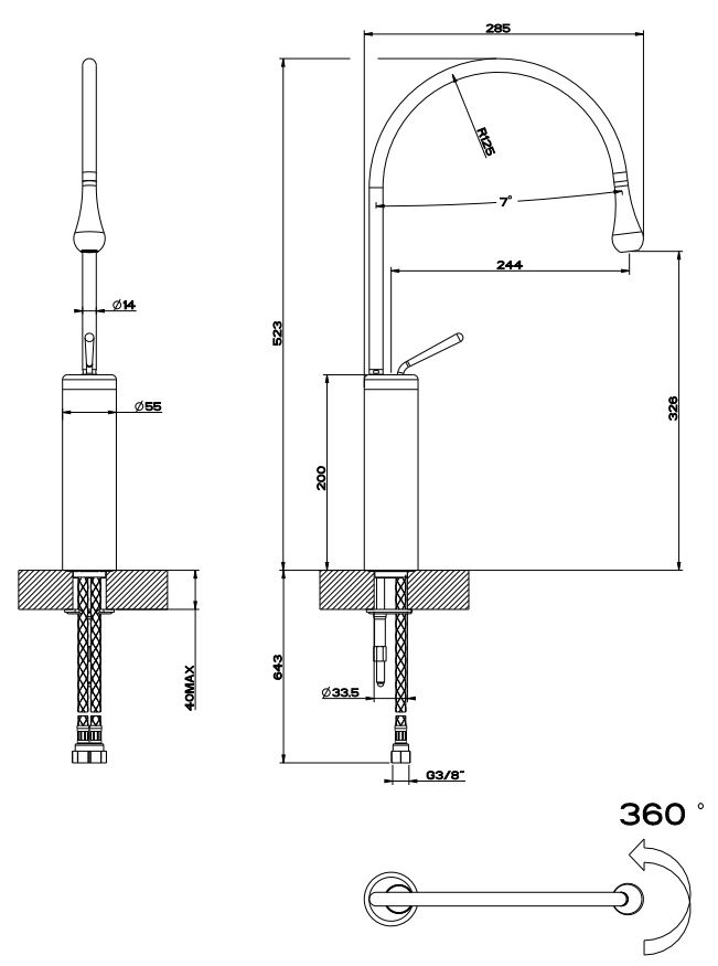 Gessi Goccia смеситель для раковины 33609 схема 6