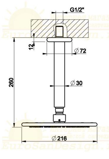 Лейка для верхнего душа Gessi Goccia 33762 21,6х21,6 ФОТО