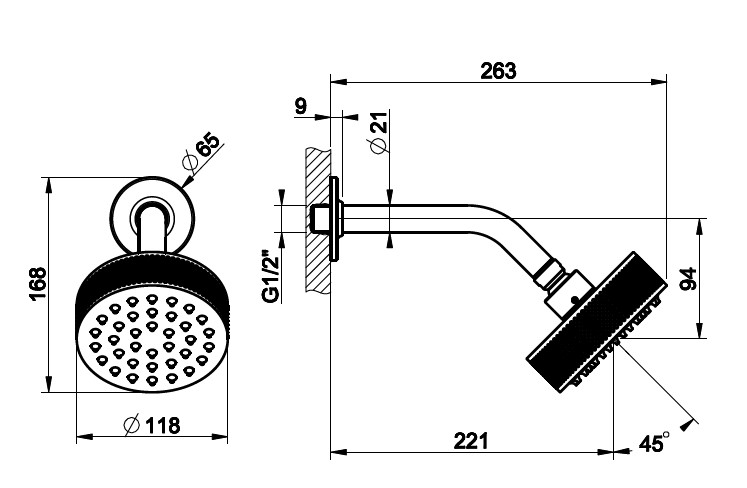 Лейка для верхнего душа Gessi Inciso 58189 11,8х11,8 схема 2